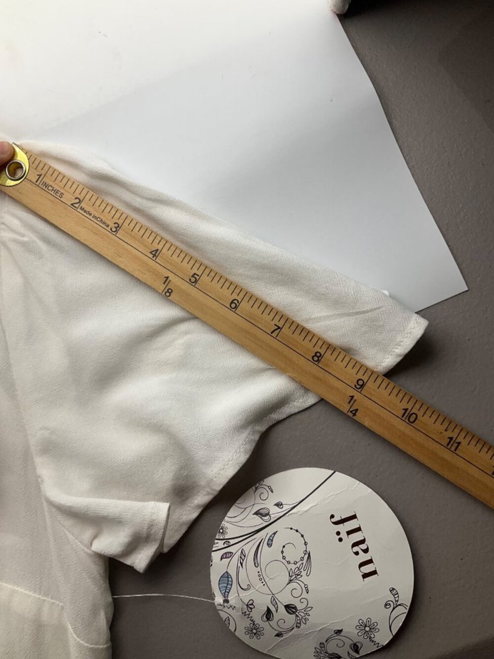 New Naif Anthropologie S Cream Flowy Button Short Dress Linen Blend Minimalist - Picture 10 of 13